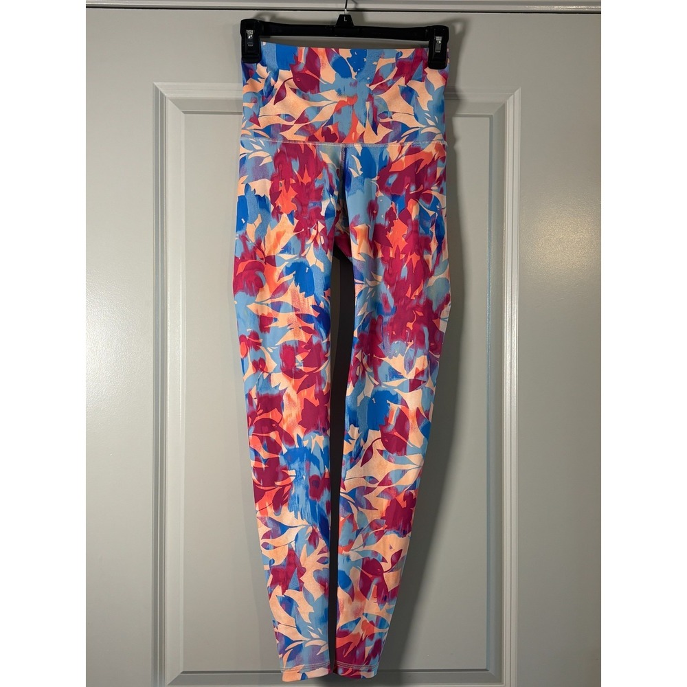 Old Navy Active Power Soft Leggings Womens XS Pink Blue Floral Extra High Rise